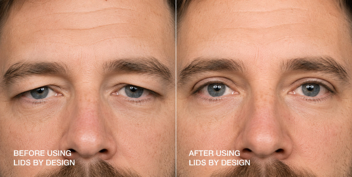 Male hooded eye tape before and after results UK