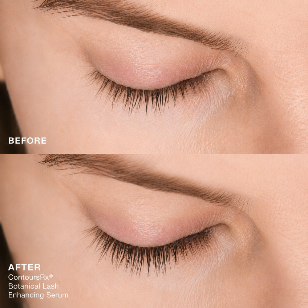 Botanical lash serum before and after — fuller lashes